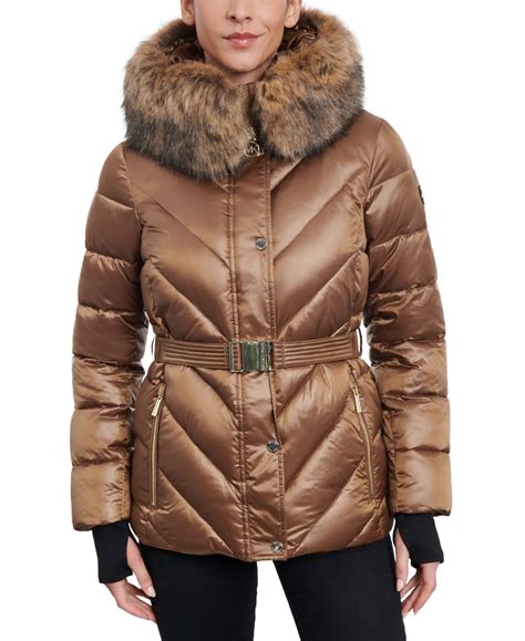 michael michael kors women's high-shine hooded down puffer coat|Michael Kors puffer jacket packable.